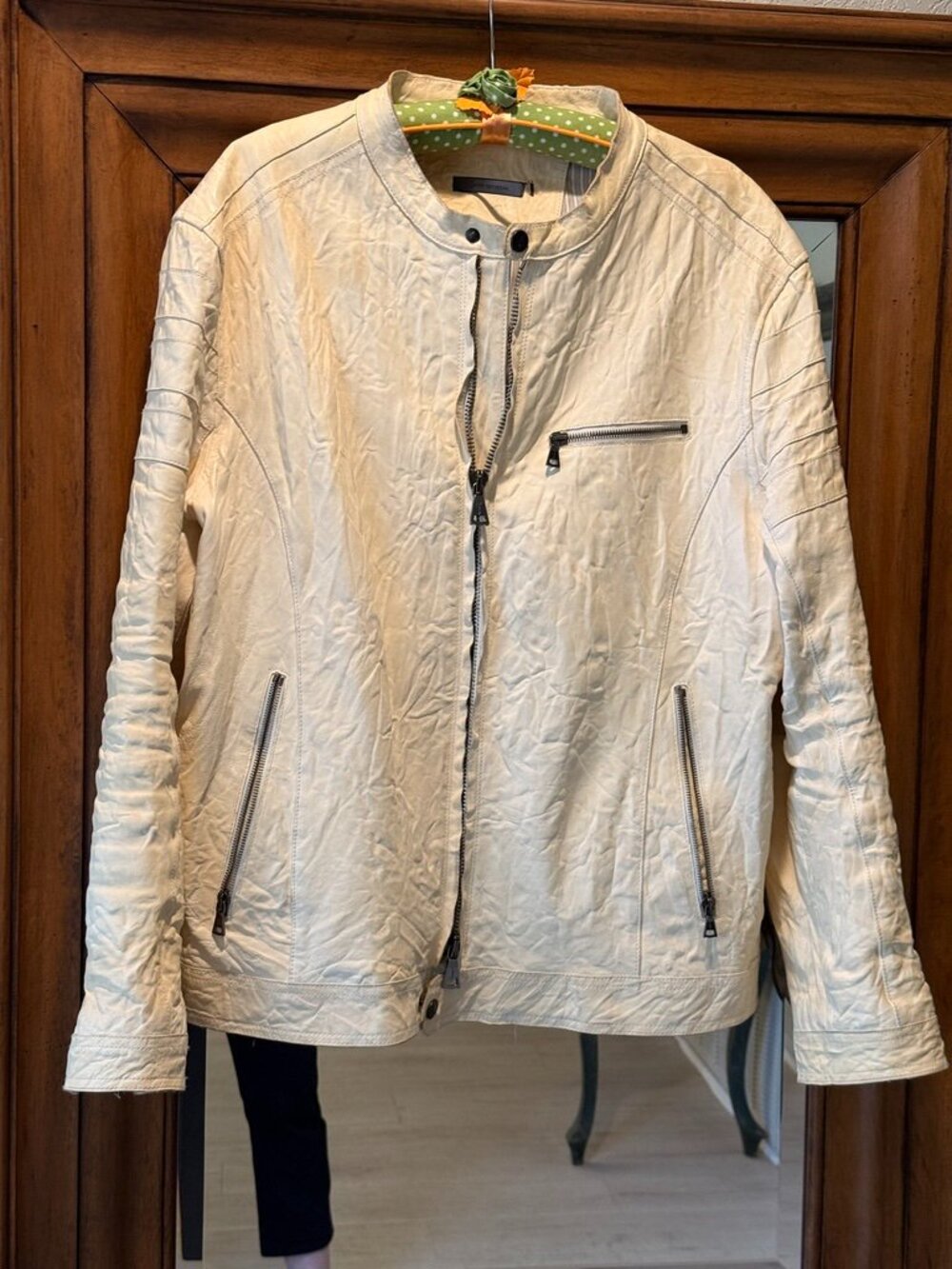 JOHN VARVATOS Rare Yellow Sheep Skin Moto Style JACKET w/ many pockets
